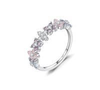 Lllunimon Gradient Clover S925 silver ring Micro-set diamond lucky jewelry contrasting simple style Everyday wear gifts for her