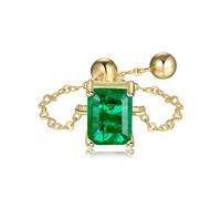 Lllunimon Green 5A Cubic Zirconia Promise Ring for Women S925 Sterling Silver Statement Ring Sparkling Chain Ring for Girlfriend Bride Jewelry Gift