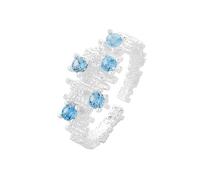 Lllunimon Irregular Aqua Zircon Ring S925 Sterling Silver Jewelry Arctic Ice Reef Design Elegant Accessories Everyday Wear Gifts for her