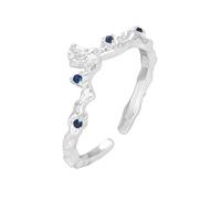 Lllunimon Irregular blue diamond ring Sterling silver ring for women Glacier shape jewelry Everyday wear Gift for her