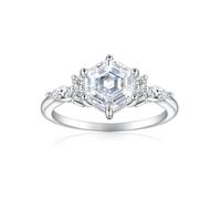 Lllunimon Lady's high carbon diamond S925 silver wedding ring, mirror polished craftsmanship, simple and colorful jewelry. Engagement ring, a gift for her.,White,Size 5