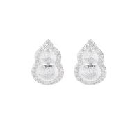 Lllunimon Large gourd brushed micro-inlaid zircon S925 sterling silver earrings Oriental vintage jewelry Elegant and simple style Everyday wear gifts for her,Silver