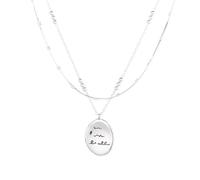 Lllunimon Layerable double-layered S925 sterling silver necklace with letter oval pendant ornament Elegant minimalist style Everyday wear gifts for her