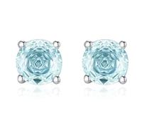 Lllunimon Light sea blue rose 925 sterling silver earrings Handmade micro-set jewelry Fresh and elegant style Everyday wear gifts for her,6MM