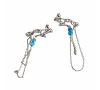 Lllunimon Long Tassel Earrings for Women Women's Blue Earrings Accessories Jewelry Blue Beads Earrings Copper Irregular Moonstone Jewelry