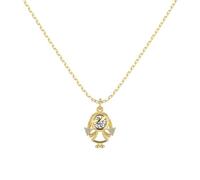 Lllunimon Marquise round zirconium 925 sterling silver necklace Fun-inspired jewelry Minimalist and sophisticated style Everyday wear gifts for her,Gold,A