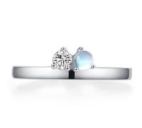 Lllunimon Moonstone S925 Silver Ring, Gemstone Inlay Craft, Simple and Elegant Jewelry for Daily Wear, Gift for Her,Size 7