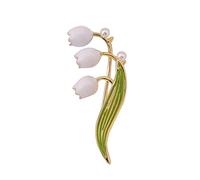 Lllunimon Mother's Day Gifts Lily of The Valley Brooch for Women Enamel Lily Flower Pin Elegant Dress Accessories Jewelry Gifts