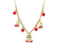 Lllunimon Multi-element red bead gold-plated stainless steel necklace, enamel craft, elegant style, suitable for everyday wear, a gift for her.