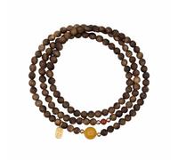 Lllunimon Natural Agarwood Bracelet Three Circle Stacking Sandalwood Multi Circle Bracelet Buddhism Meditation Prayer Bead Bracelet Gifts for Father Boyfriend,4MM