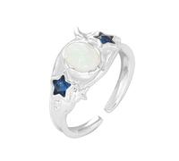 Lllunimon Opal Star Ring Women's S925 Sterling Silver Ring Nordic Aurora Inspired Jewelry Aurora Opal Design Everyday Wear A gift for her