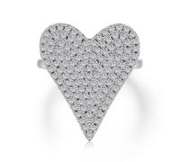 Lllunimon Open Adjustable S925 Sterling Silver Heart Ring for Women 5A Cubic Zirconia Promise Ring for Women Girlfriend Wife Daily Wear Gift