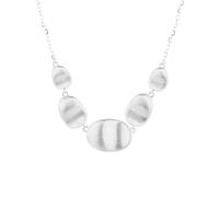 Lllunimon Oval texture S925 sterling silver necklace Artistic irregular stripe pendant Vintage minimalist style Everyday wear gifts for her