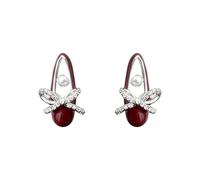 Lllunimon Pearl Earrings for Women, Cubic Zirconia Bow Ballet Red Shoe Design Studs, Sweet Elegant Party Jewelry, Gift for Her ,Ear stud