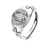 Lllunimon Punk Unisex's 925 Sterling Silver Religious Praying Hands Prayer Ring,Adjustable Cross Ring,Hand of God Cross Rings,Religious jewelry Gift