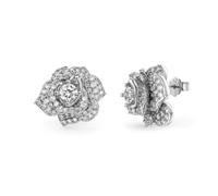 Lllunimon Rose Stud Earrings 925 Sterling Silver Women's Earrings Full of Zircon Flower Earrings Everyday Wear A gift for her,Silver