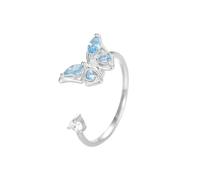 Lllunimon Rotatable butterfly 925 silver ring Micro-set diamond opening jewelry Exquisite and elegant style Everyday wear gifts for her,Silver