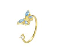 Lllunimon Rotatable butterfly 925 silver ring Micro-set diamond opening jewelry Exquisite and elegant style Everyday wear gifts for her,Gold