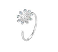Lllunimon Rotatable flower 925 silver ring Micro-set diamond opening jewelry Romantic and simple style Everyday wear gifts for her,Silver