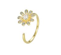 Lllunimon Rotatable flower 925 silver ring Micro-set diamond opening jewelry Romantic and simple style Everyday wear gifts for her,Gold