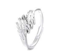 Lllunimon S925 silver cut-out feather ring Nature-inspired jewelry Laser-cut jewelry Elegant minimalist shape Everyday wear gifts for her,Silver