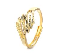 Lllunimon S925 silver cut-out feather ring Nature-inspired jewelry Laser-cut jewelry Elegant minimalist shape Everyday wear gifts for her,Gold