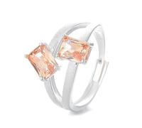 Lllunimon S925 silver geometric square zircon ring Brushed texture jewelry Elegant and minimalist style Everyday wear gifts for her,B