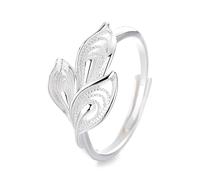 Lllunimon S925 Silver Leaf Vein Embossed Ring Nature-Inspired Jewelry Wabi-sabi Aesthetic Botanical Accessories Everyday wear gifts for her
