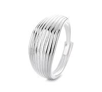 Lllunimon S925 Silver Line Curved Ring Art Deco Inspired Jewelry Elegant and simple style Everyday wear gifts for her,B