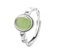 Lllunimon S925 Silver Vintage Distressed Gemstone Ring Bohemian Global Jewelry Elegant and simple style Everyday wear gifts for her,A