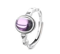 Lllunimon S925 Silver Vintage Distressed Gemstone Ring Bohemian Global Jewelry Elegant and simple style Everyday wear gifts for her,B