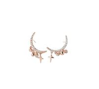 Lllunimon S925 Sterling Silver Star And Moon Earrings for Women Cross Earrings for Christianity Luxurious Wedding Engagement Jewelry Gift,Pink