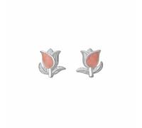 Lllunimon S999 Pure Silver Cute Butterfly Flower Charm Series Earrings Butterfly Zircon Earrings Rose Earrings Tulip Earrings,D