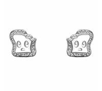 Lllunimon S999 Sterling Silver Cute Baked Toast/Butterfly Crispy/Waffle/Doughnuts/Cake/Croissant/Soda Bread Earrings Cute Compact Earrings,A