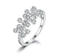 Lllunimon Scattered circular zircon S925 silver ring, mirror polished, simple and fashionable jewelry for everyday wear, a gift for her.,Size 10