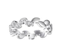 Lllunimon Silver leaf inlaid zircon S925 silver ring with mirror polishing process, simple and natural jewelry for everyday wear, a gift for her.,Size 5