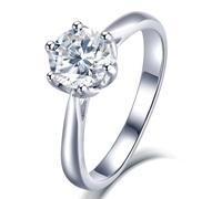 Lllunimon Six-claw set moissanite S925 silver ring, mirror polishing process, simple classic jewelry. Daily wear, a gift for her.,Size 6