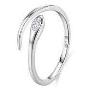 Lllunimon Snake-shaped open S925 silver ring with diamond inlay craftsmanship, simple and mysterious jewelry, suitable for daily wear, a gift for her.,Size 8