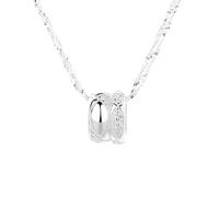 Lllunimon Sparkling triple chain S925 sterling silver necklace rhombus pattern pendant jewelry Elegant vintage style Everyday wear gifts for her