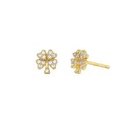 Lllunimon Sparkly AAAAA Grade Cubic Zirconia Jewelry S925 Sterling Silver 4 Leaf Clover Earrings for Women Men Lucky Jewelry Gift for Women Girlfriend,Gold