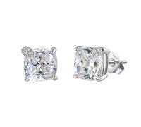 Lllunimon Square diamond 925 sterling silver earrings Four-pronged zircon jewelry Elegant formal style Everyday wear gifts for her,Silver