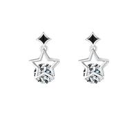 Lllunimon Star Zircon Earrings 925 Sterling Silver Women's Earrings Celestial Cut-out Design Elegant Universe Inspired Jewelry Everyday Wear A Gift for Her