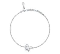 Lllunimon Sterling Silver Bracelet, Butterfly Shaped Pendant Charm Bangle, 7+2 Inches Adjustable, Cubic Zirconia Hand Chain for Women, Daily Wear, Jewerly Gift