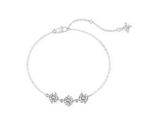 Lllunimon Sterling Silver Bracelet, Gole Plated Chain for Women, 3 Cubic Zirconias Link Charm Bangle, Adjustable Length, Daily Wear, Jewelry gift,Silver