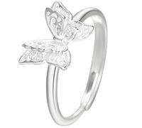 Lllunimon Sterling Silver Double Layer Butterfly Hollow Ring, Romantic Artistic Daily Jewelry, Casual Wear, Gift for Mom/Girlfriend/Sisters, Adjustable