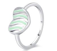 Lllunimon Striped hollow heart S925 silver ring, enamel craftsmanship, simple and romantic jewelry for daily wear, a gift for her.,Size 6
