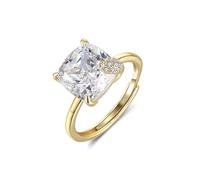 Lllunimon Sugar cube zircon S925 silver ring two-tone minimalist jewelry elegant and shining style Everyday wear gifts for her,Gold
