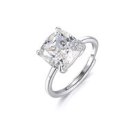 Lllunimon Sugar cube zircon S925 silver ring two-tone minimalist jewelry elegant and shining style Everyday wear gifts for her,Silver