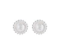 Lllunimon Sunflower S925 sterling silver earrings with matte surface and zircon jewelry Vintage elegance style Everyday wear gifts for her,Silver