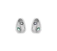 Lllunimon Tree pattern green zircon S925 sterling silver earrings Nature-inspired exquisite accessories Vintage and elegant style Everyday wear gifts for her